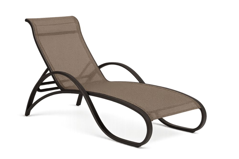 Espreguiçadeira de Jardim Castanha Estrutura Aço Textilene