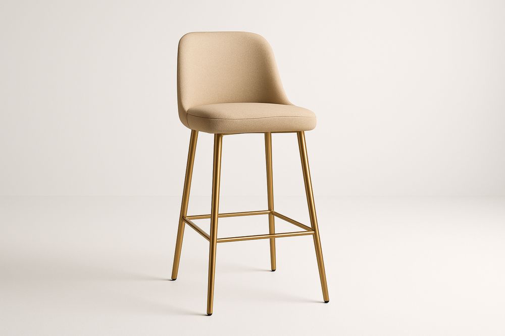 Banqueta de bar Alto Tecido Poliéster Bege Estrutura de Aço