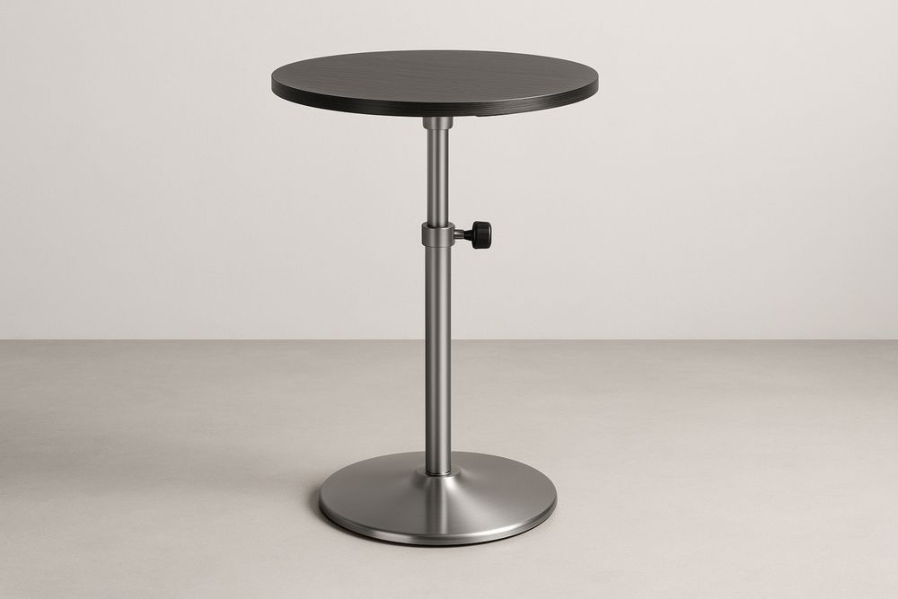 Mesa Redonda Ajustável em MDF e Aço Inoxidável Ø60 cm