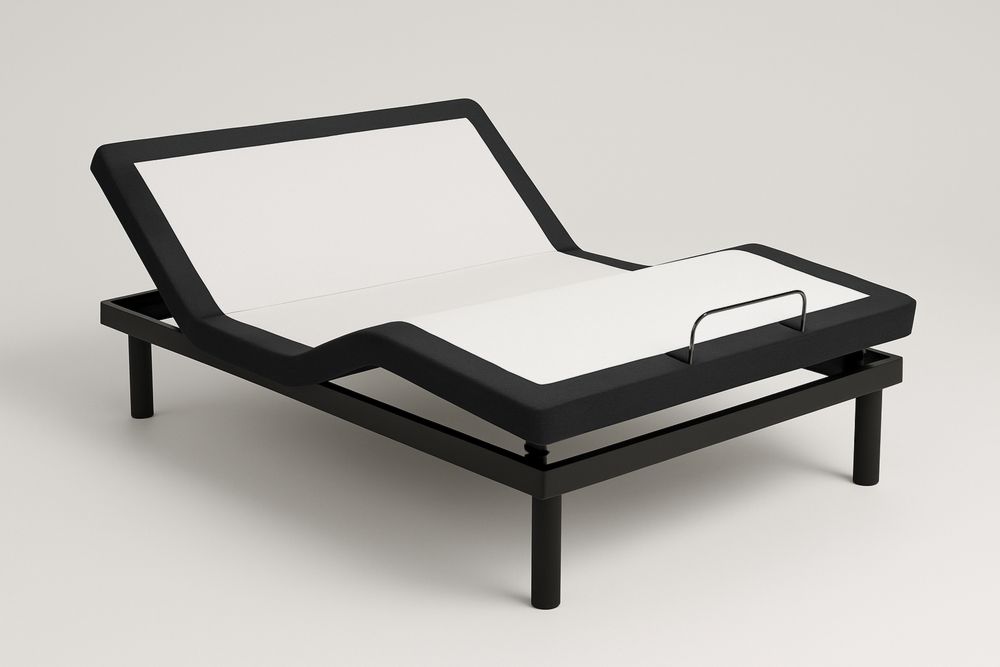 Estrado de Cama Ajustável em Aço e Tecido de Poliéster Preto e Branco 190x140(C×L) cm