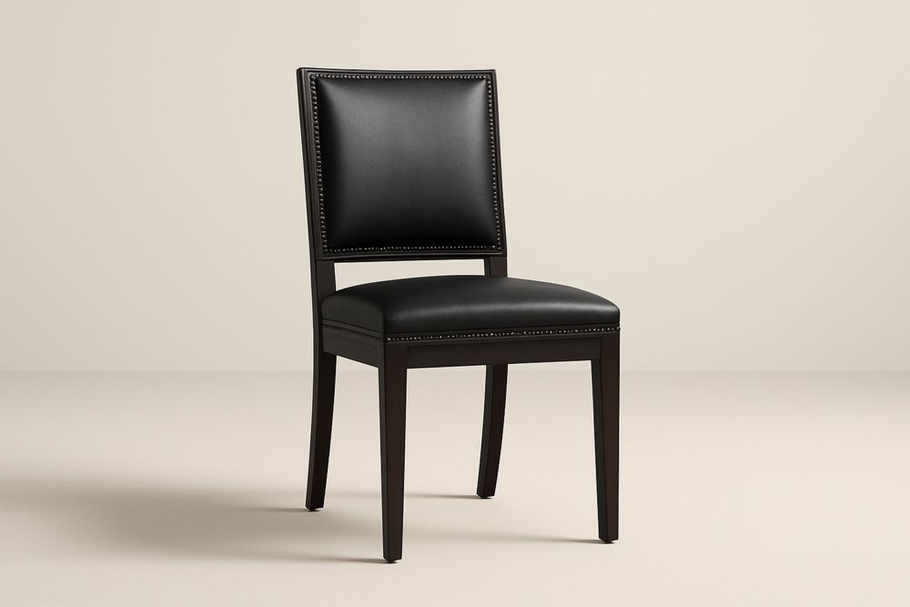 Cadeira de jantar de Madeira maciça com Estofado em Couro PU Preto