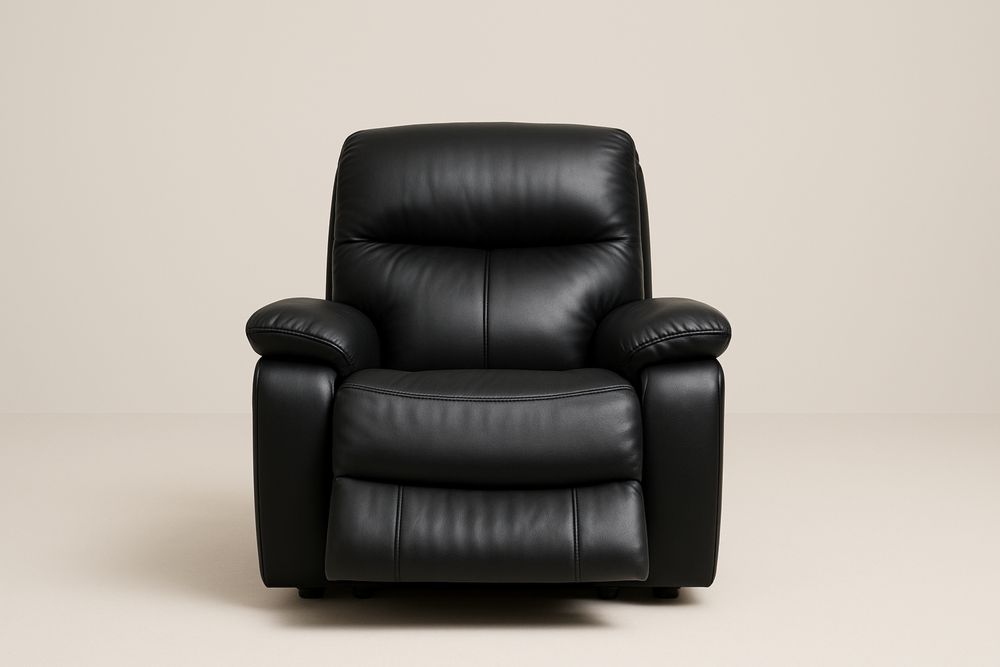Poltrona Recliner em Couro Sintético Preta 95cm x 95cm x 100cm(C×L×A)