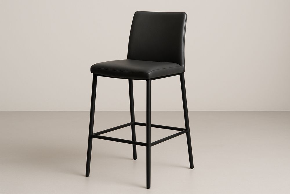 Banqueta de Bar Alta Preta em Aço com Assento em PU 50x50x100(C×L×A) cm