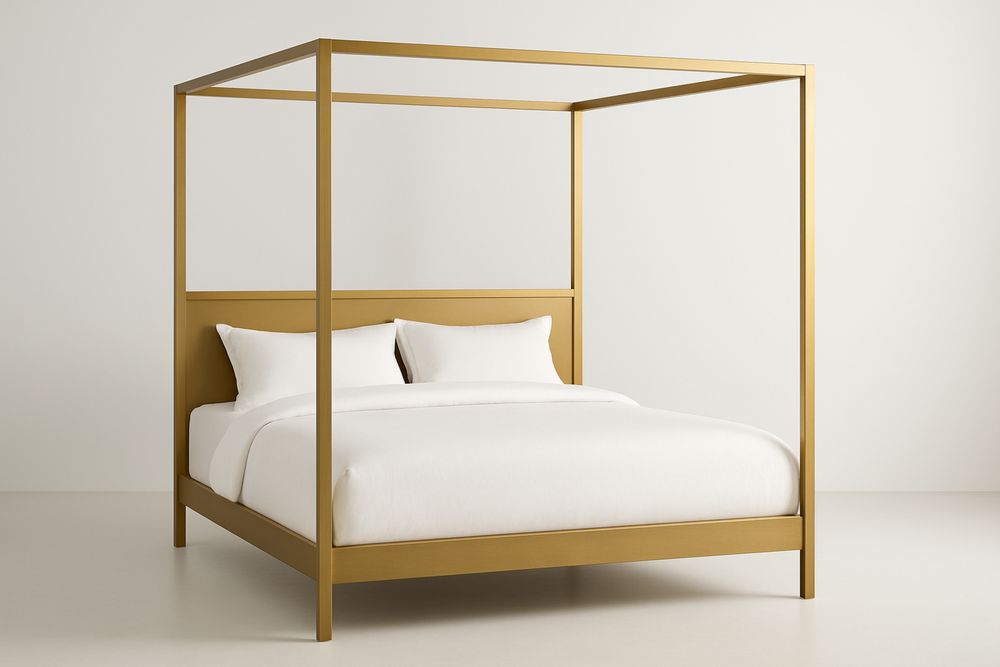 Cama Dossel Metálica Dourada Aço