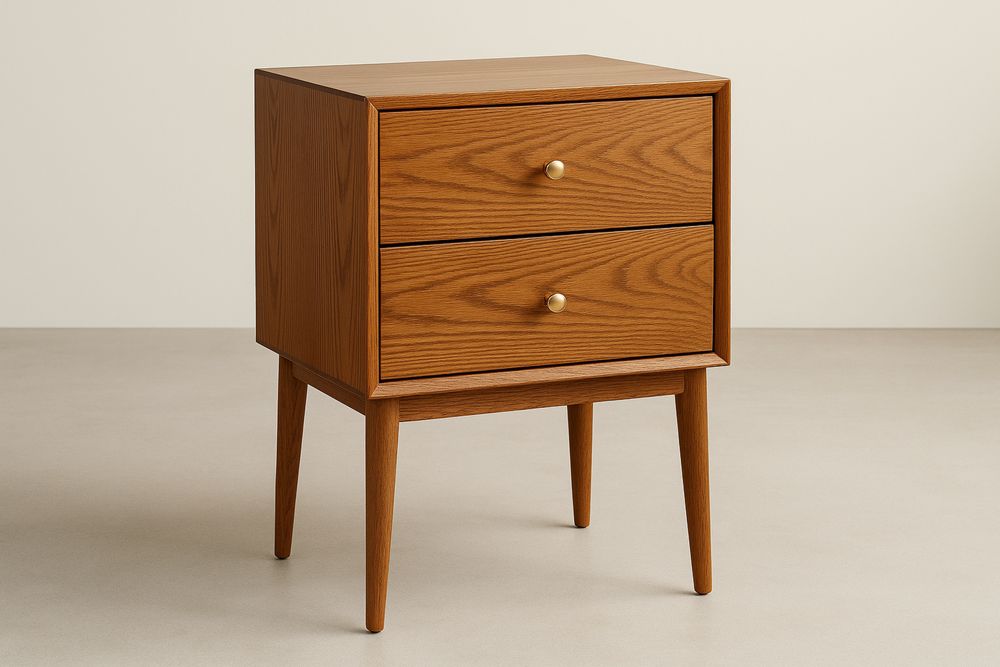 Mesa de Cabeceira Madeira 2 Gavetas Carvalho