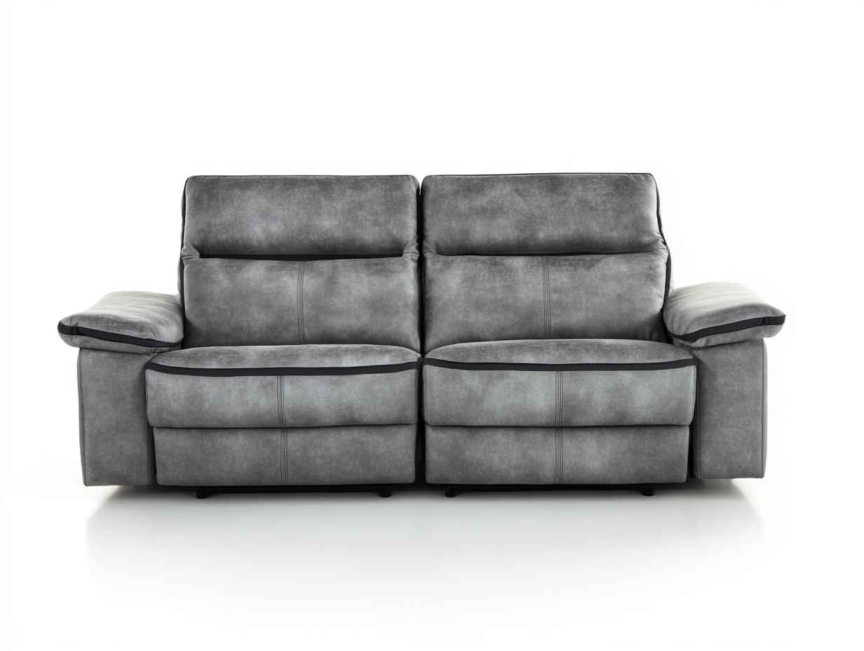 Canapé relax en tissu 195x95x100 cm gris pour salon - style contemporain-Nivavihome