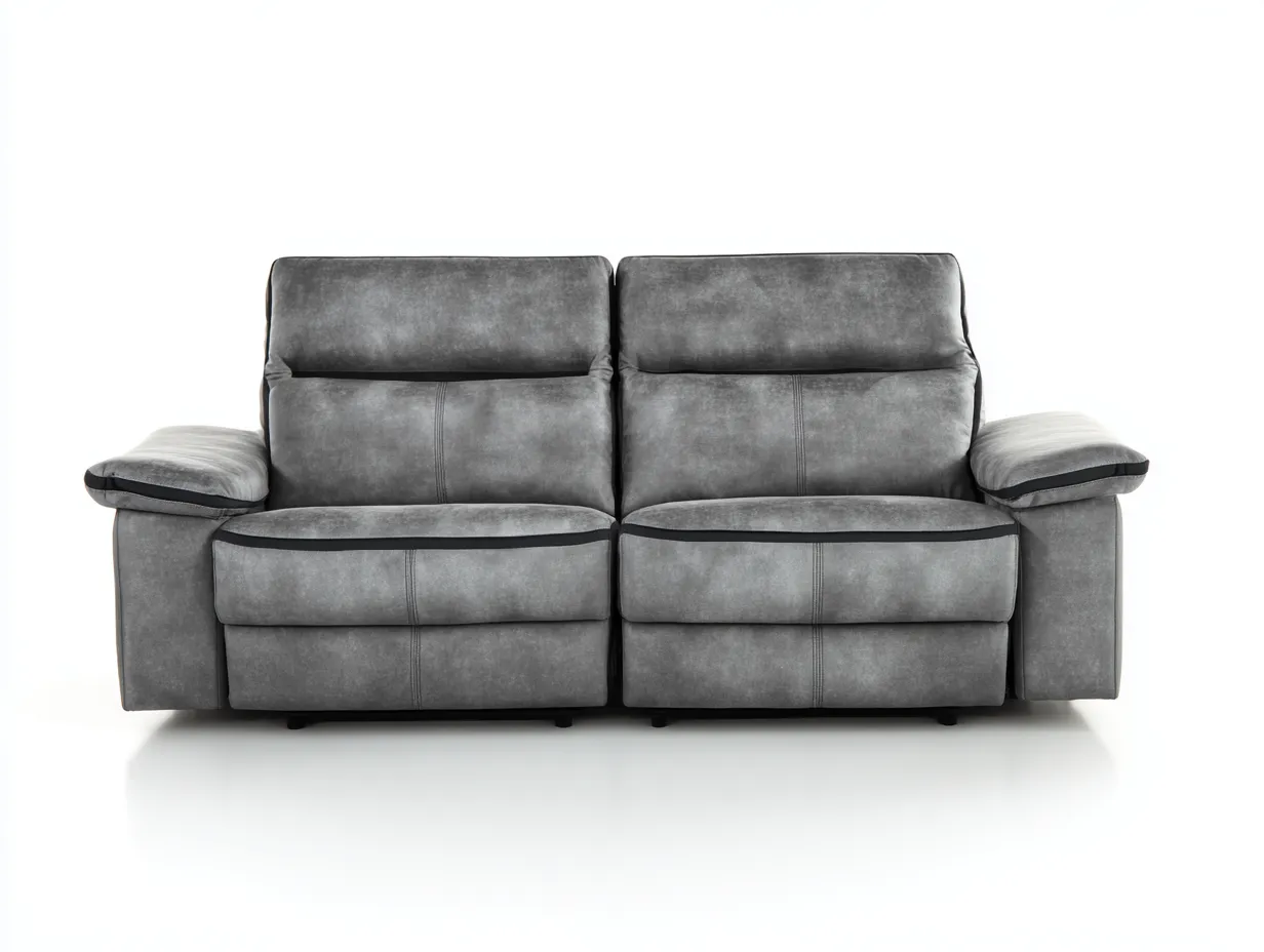 Canapé relax en tissu 195x95x100 cm gris pour salon - style contemporain-Nivavihome