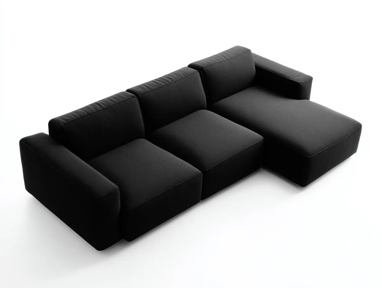 Canapé d'angle tissu 280x170x85 cm - noir - assise profonde design contemporain-Nivavihome
