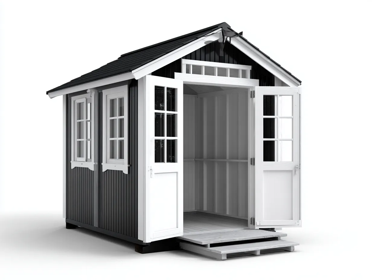 Abri de jardin bois 180x140x210 cm - noir-blanc - rangement extérieur design classique-Nivavihome