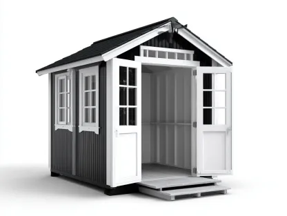 Abri de jardin bois 180x140x210 cm - noir-blanc - rangement extérieur design classique-Nivavihome