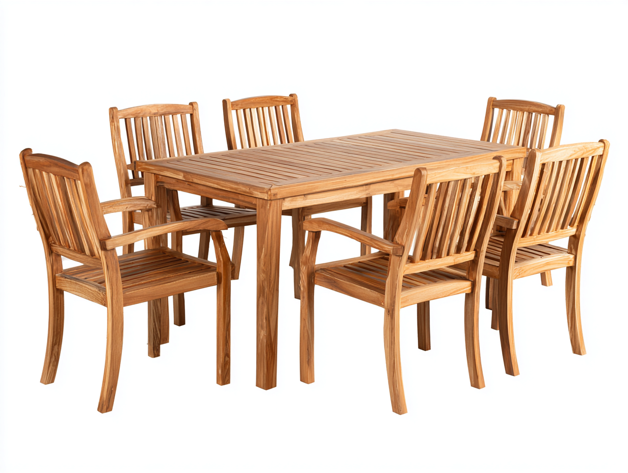 Salon de jardin repas en bois 180x90x75 cm - naturel - ensemble repas extérieur-Nivavihome