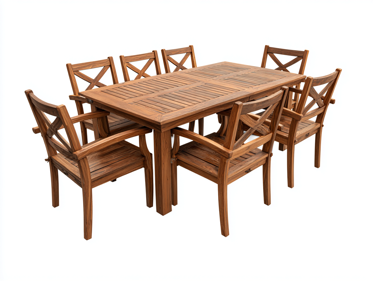 Salon de jardin repas bois 200x100x75 cm - bois naturel - ensemble repas extérieur design classique-Nivavihome