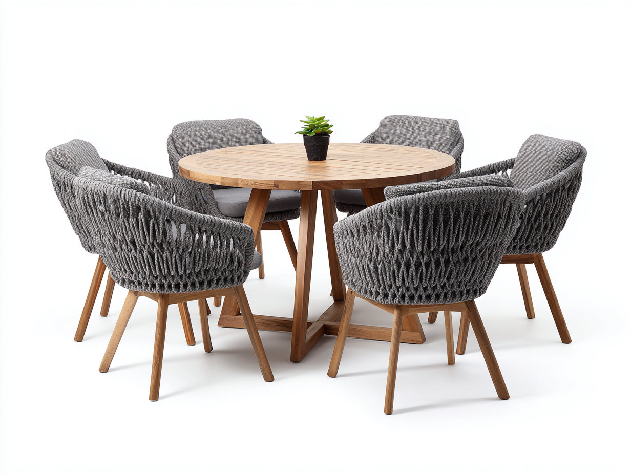 Salon de jardin repas bois 120x120x75 cm - gris-bois naturel - ensemble repas extérieur design contemporain-Nivavihome