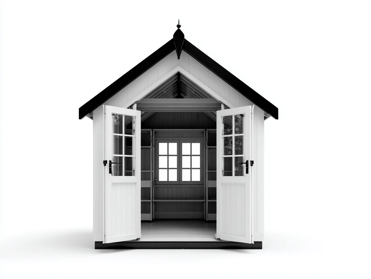 Abri de jardin en bois 200x150x220 cm - blanc-noir - rangement extérieur-Nivavihome