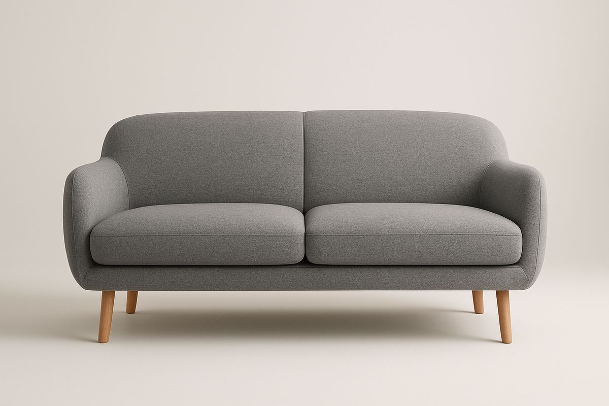 Sofá de Tecido Cinza com Estrutura de Madeira de Carvalho 200cm