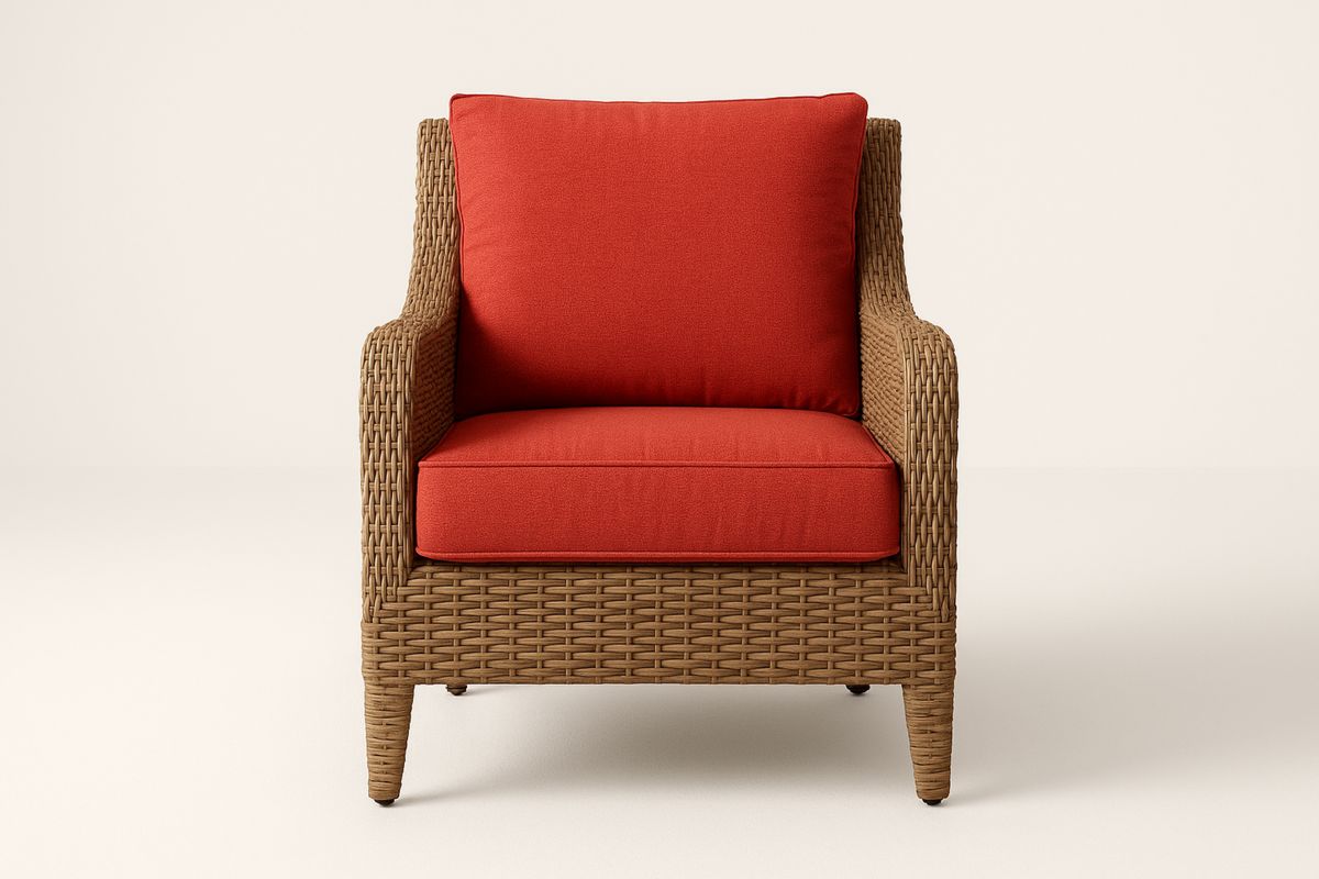 Poltrona de Vime Sintético com Almofada Vermelha