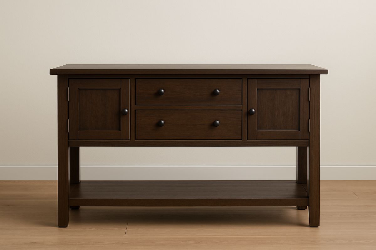 Aparador de Madeira Maciça com Gavetas e Portas 120x40x80cm