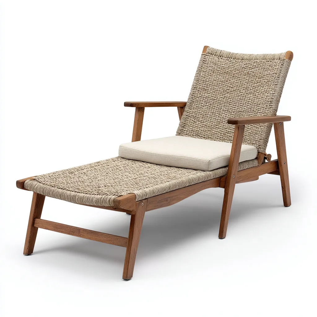 Lettino prendisole-legno-rattan-tessuto-196x70x84 cm-naturale-beige-design contemporaneo-Movojahome