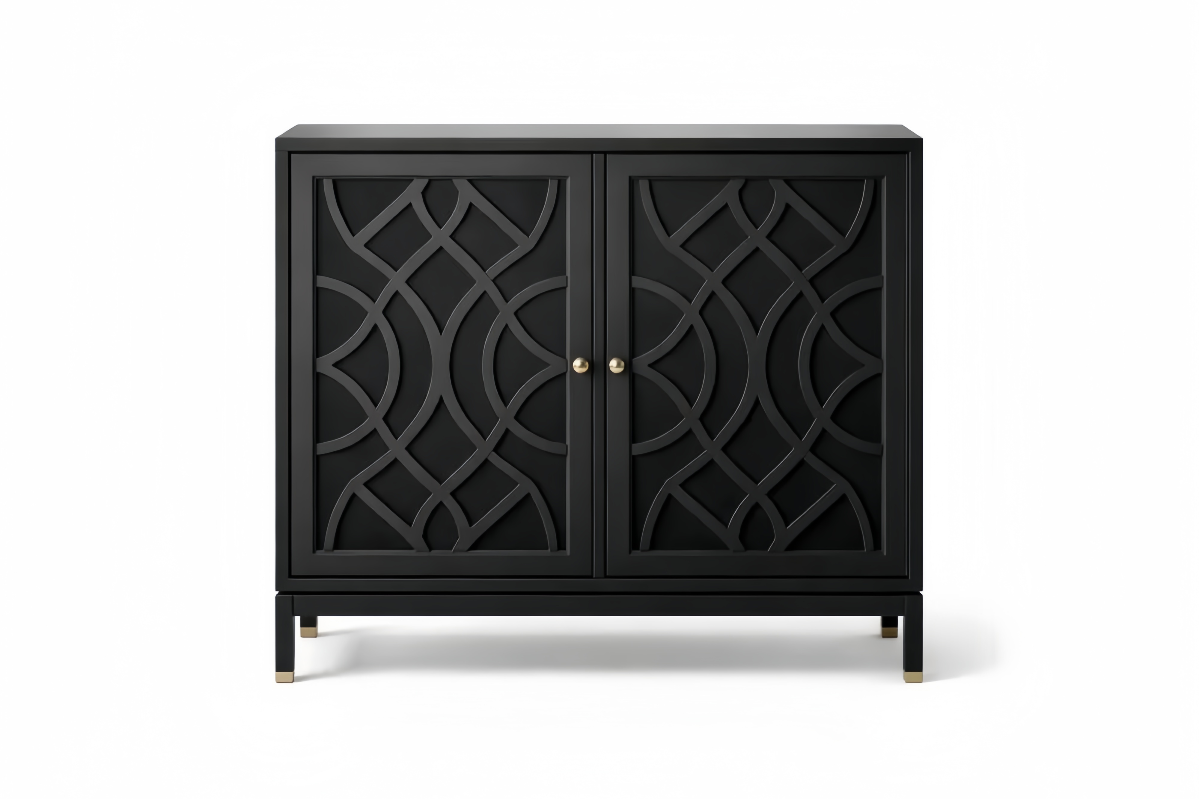 Black MDF Cabinet with Geometric Design