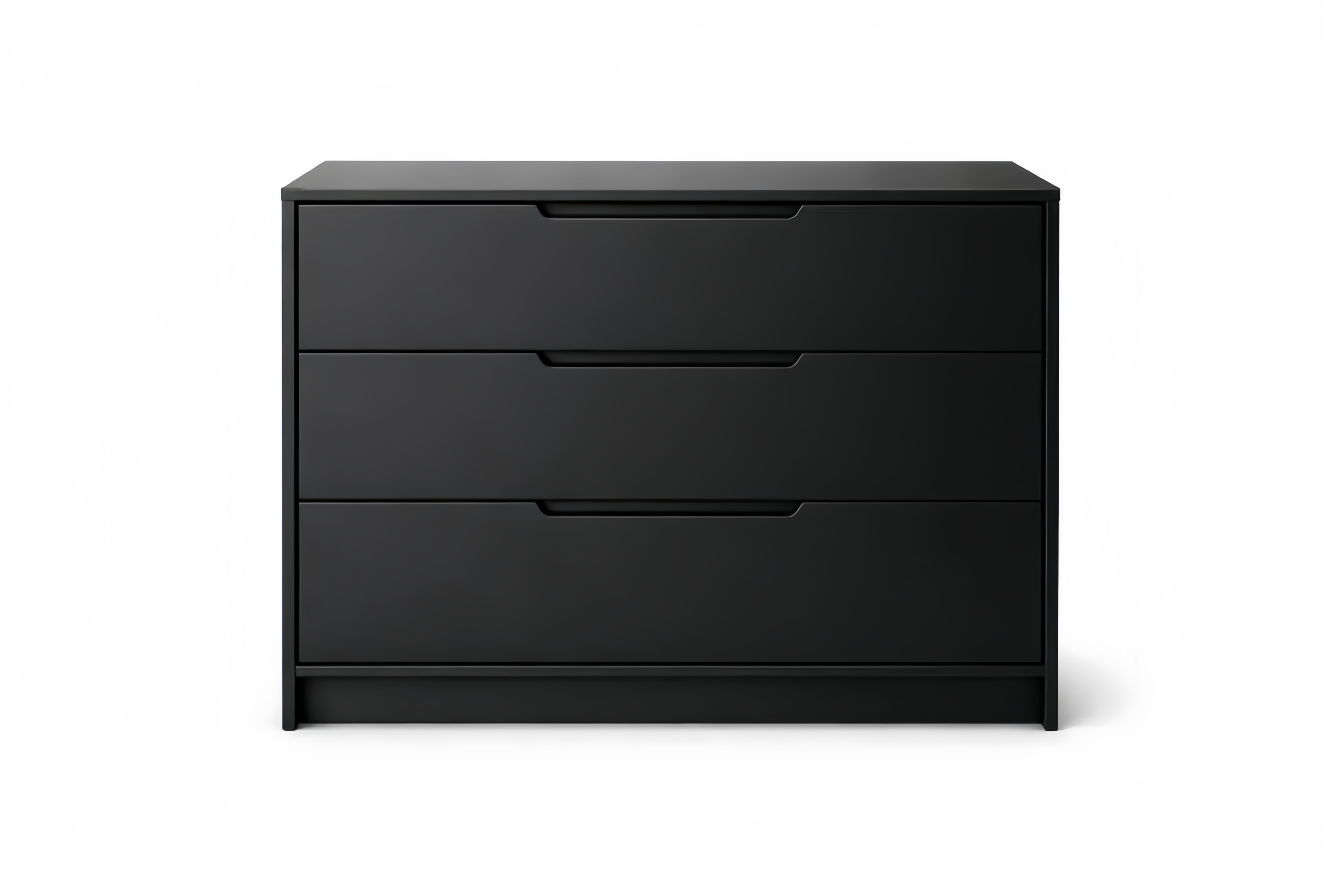 Black MDF 3-Drawer Chest with Recessed Handles