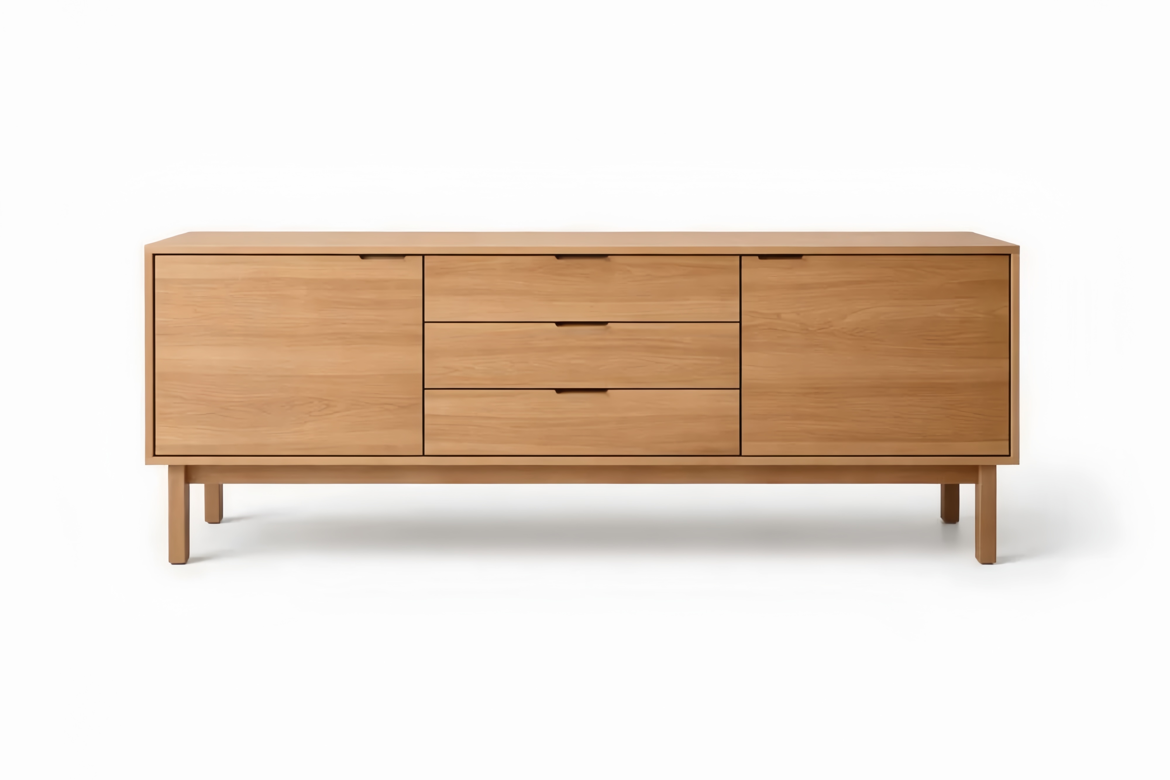 Oak Wood Sideboard with Drawers and Cabinets