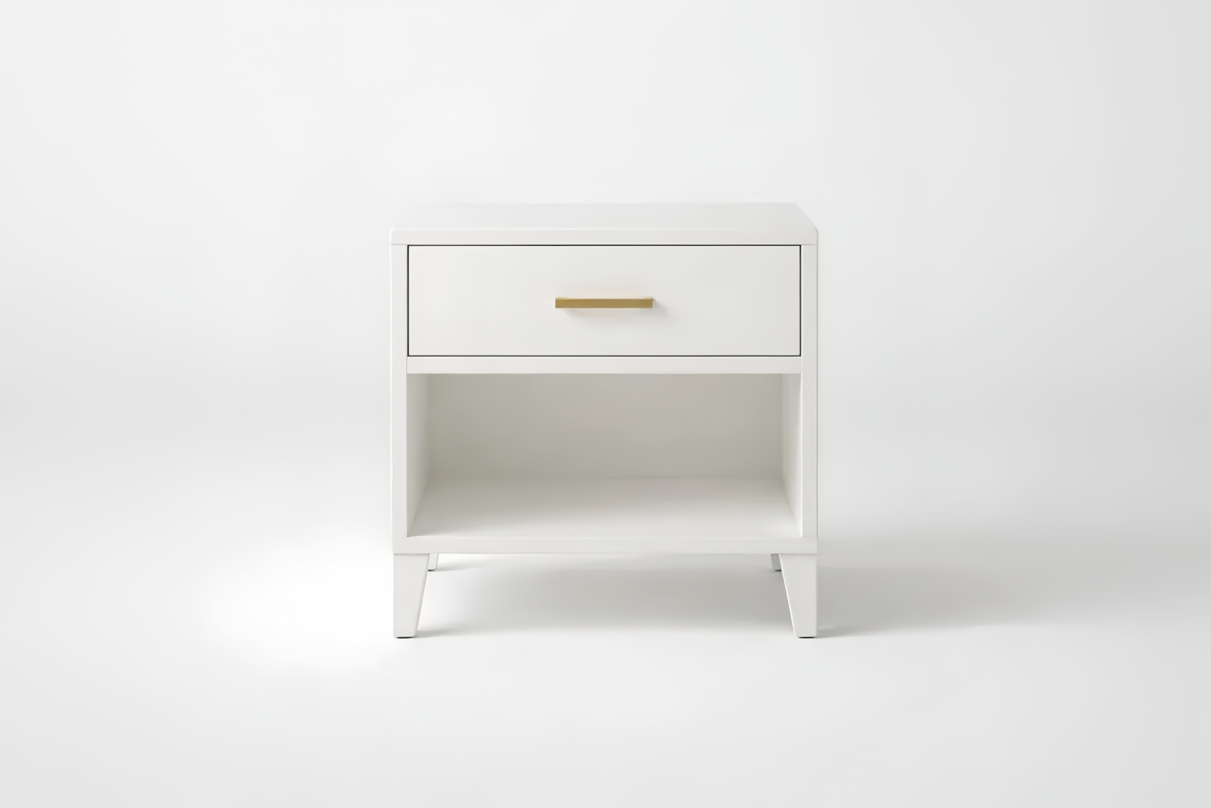 White Engineered wood Nightstand with 1 Drawer and Open Shelf
