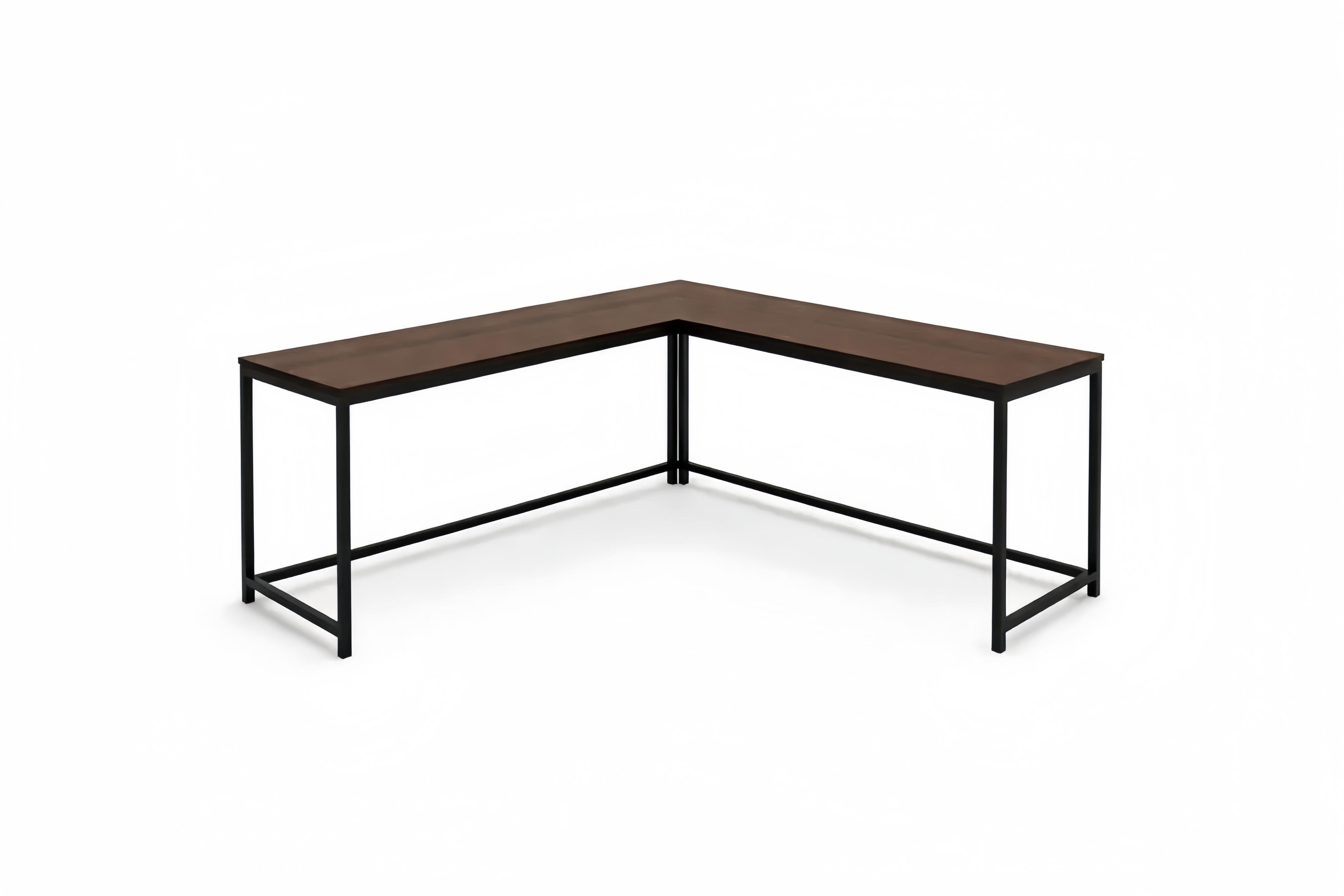 L-Shaped Desk Engineered Wood Surface Steel Frame 150cm x 150cm x 75cm Brown