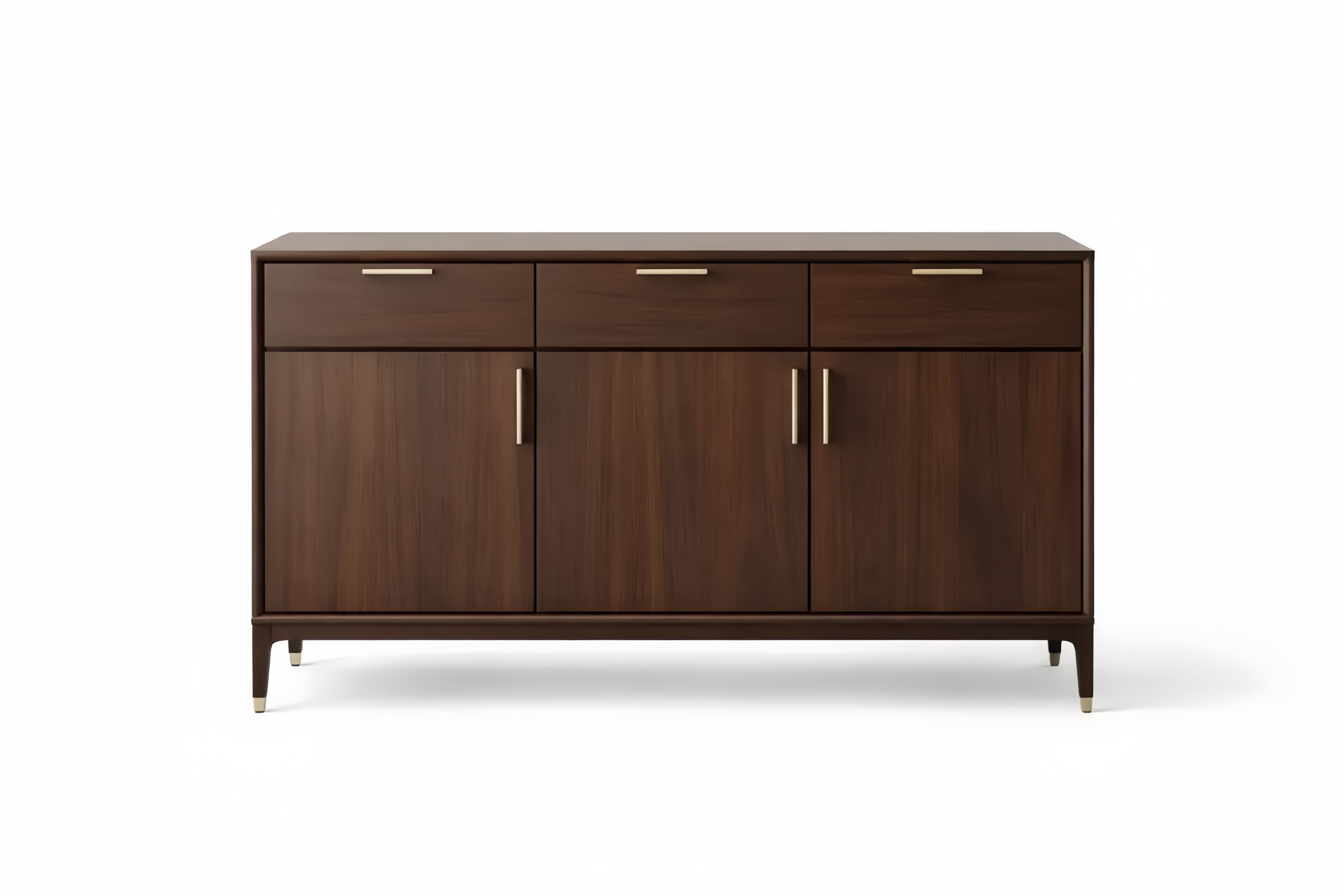 MDF Sideboard Cabinet with Three Drawers and Three Doors Walnut Finish