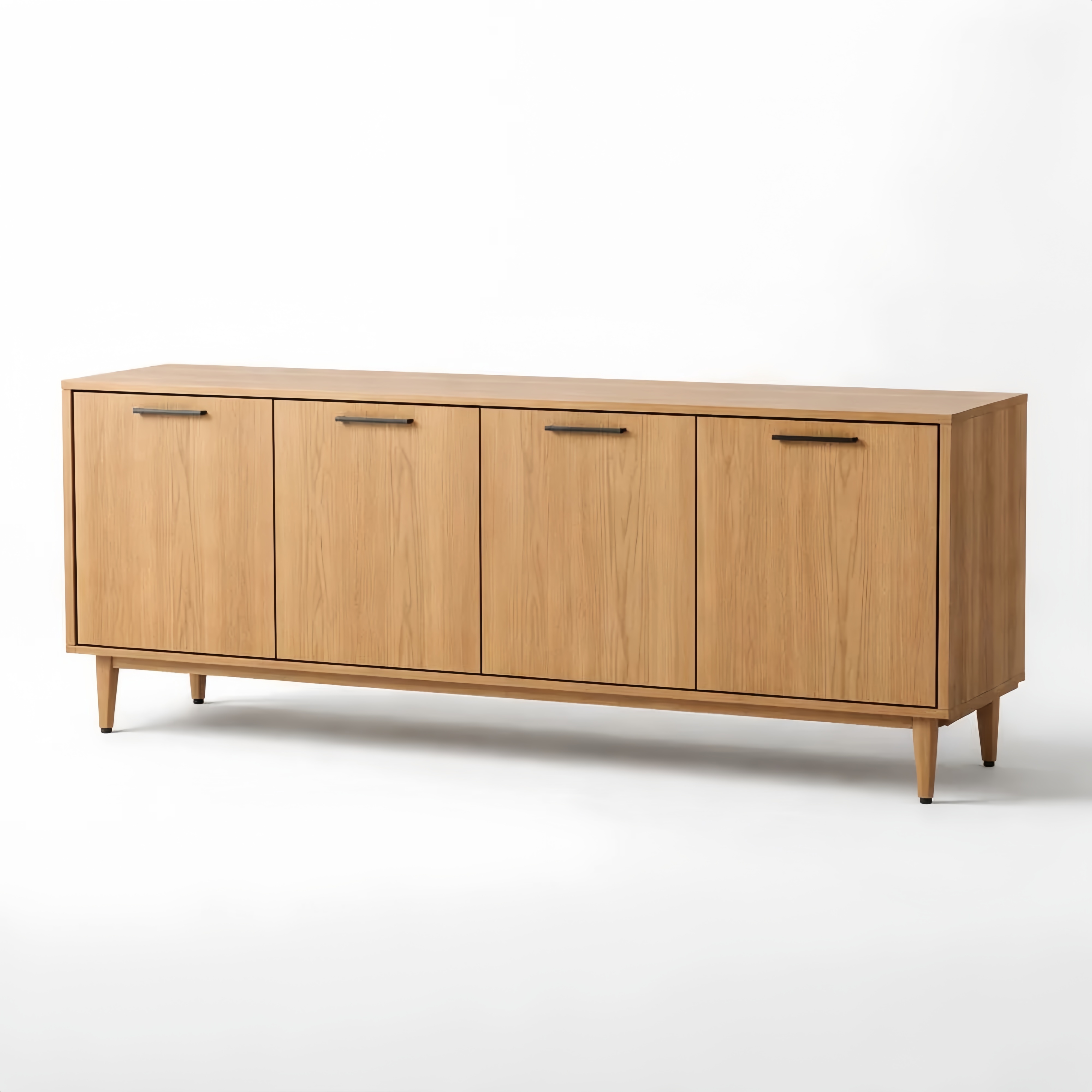Wood Sideboard Oak Finish Four-Door 180x45x75cm