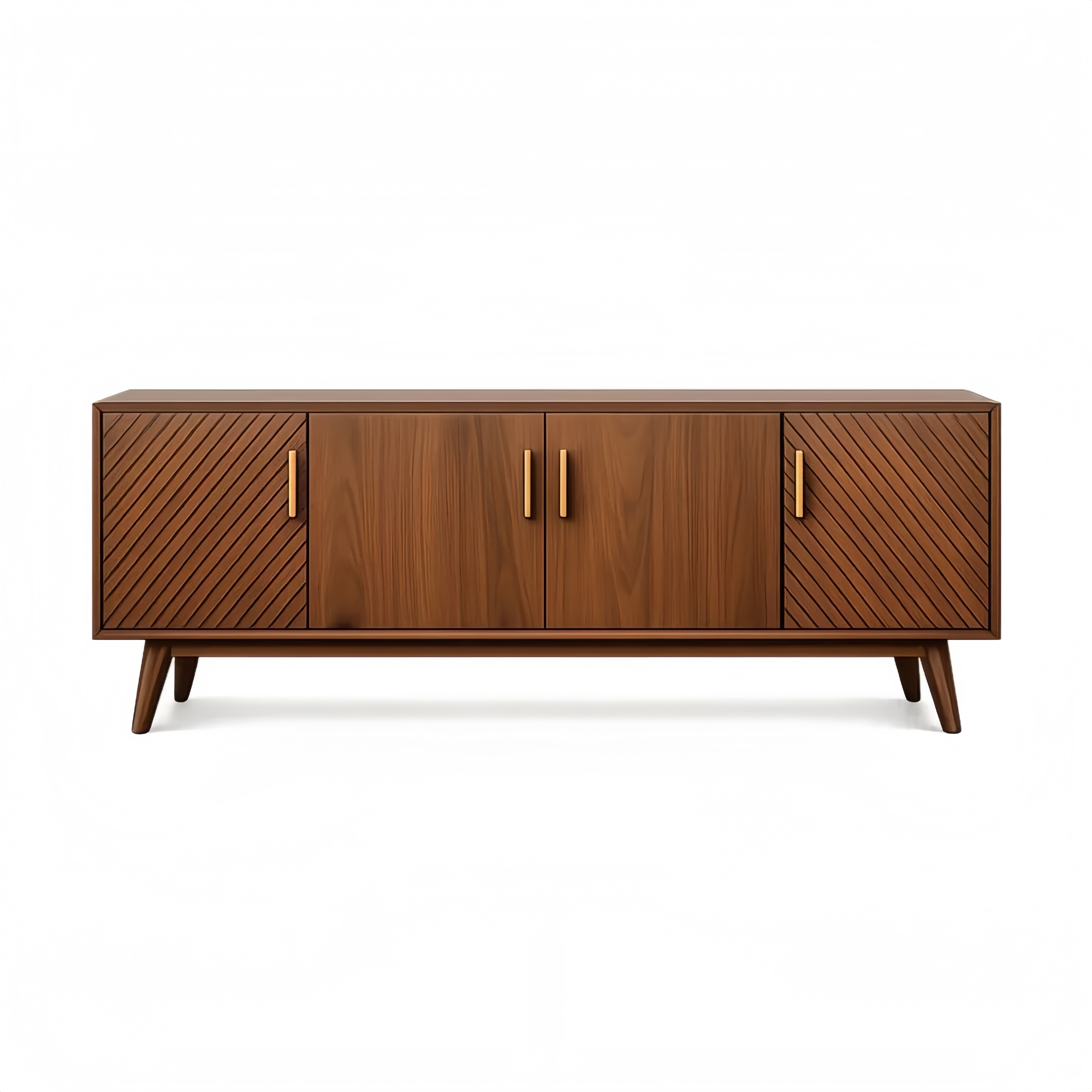 Wood Veneer Sideboard with Gold Handles 180x45x60 cm