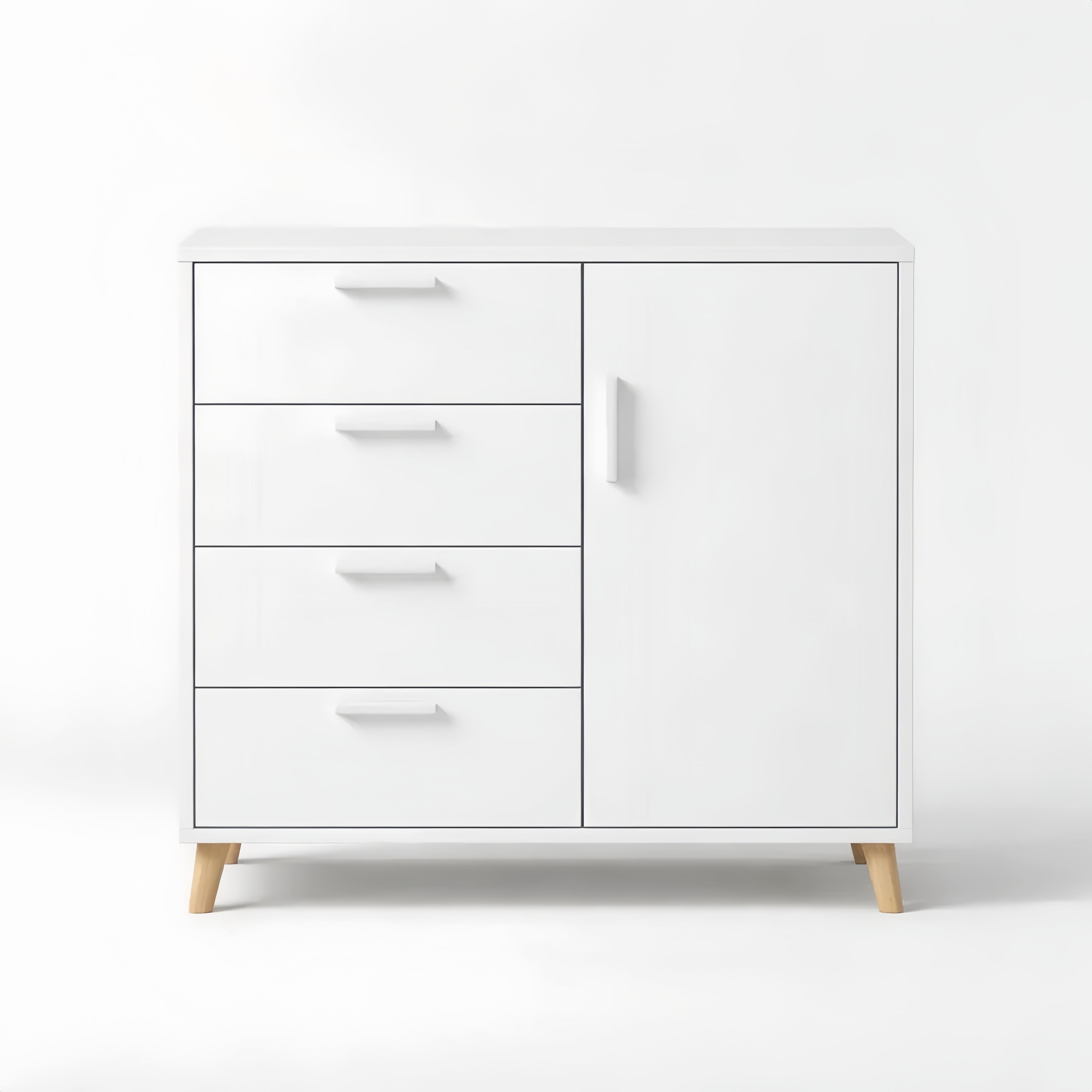 White Wood Storage Cabinet with Drawers and Door 80x40x100 cm