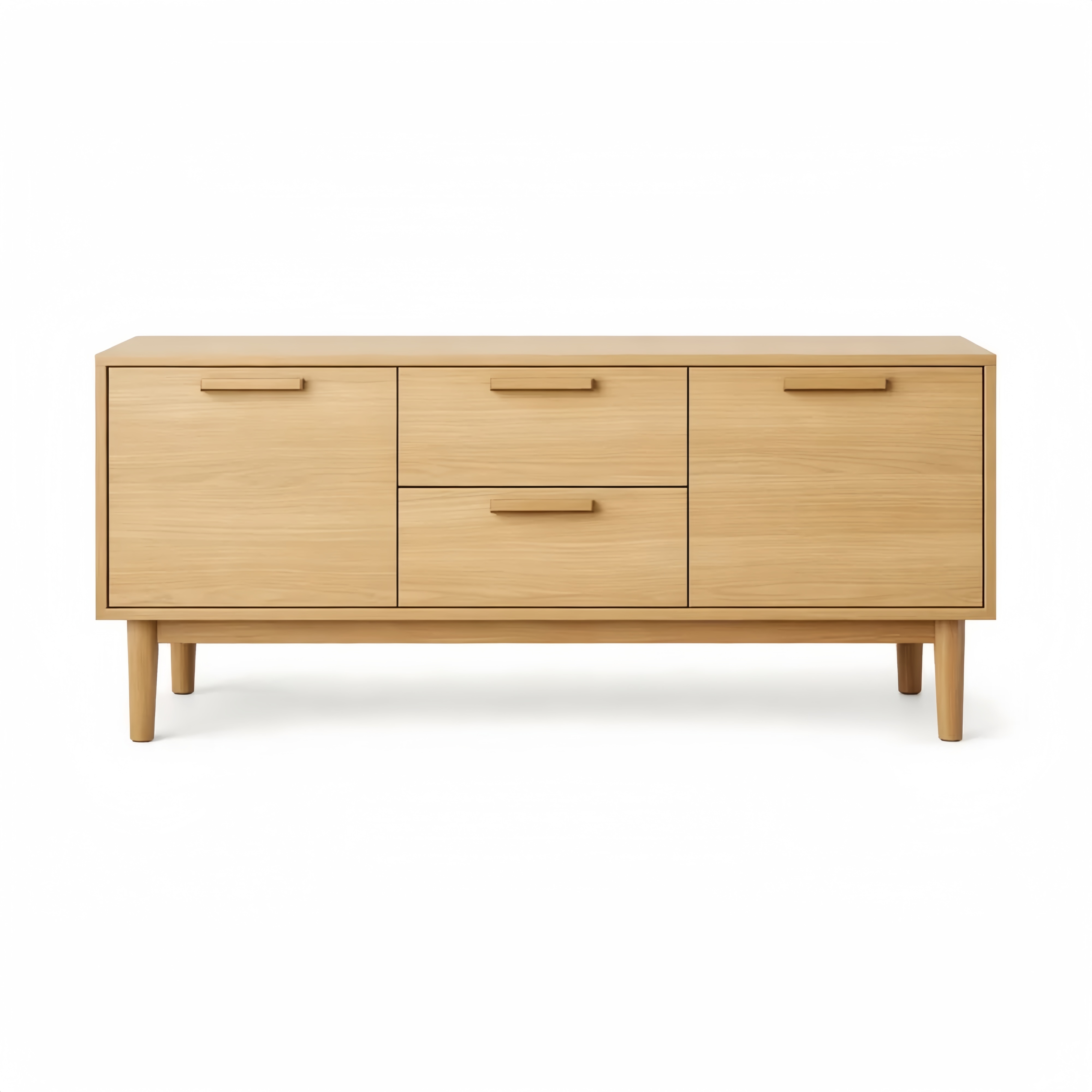 Oak Veneer Sideboard with Drawers and Cabinets 150cm