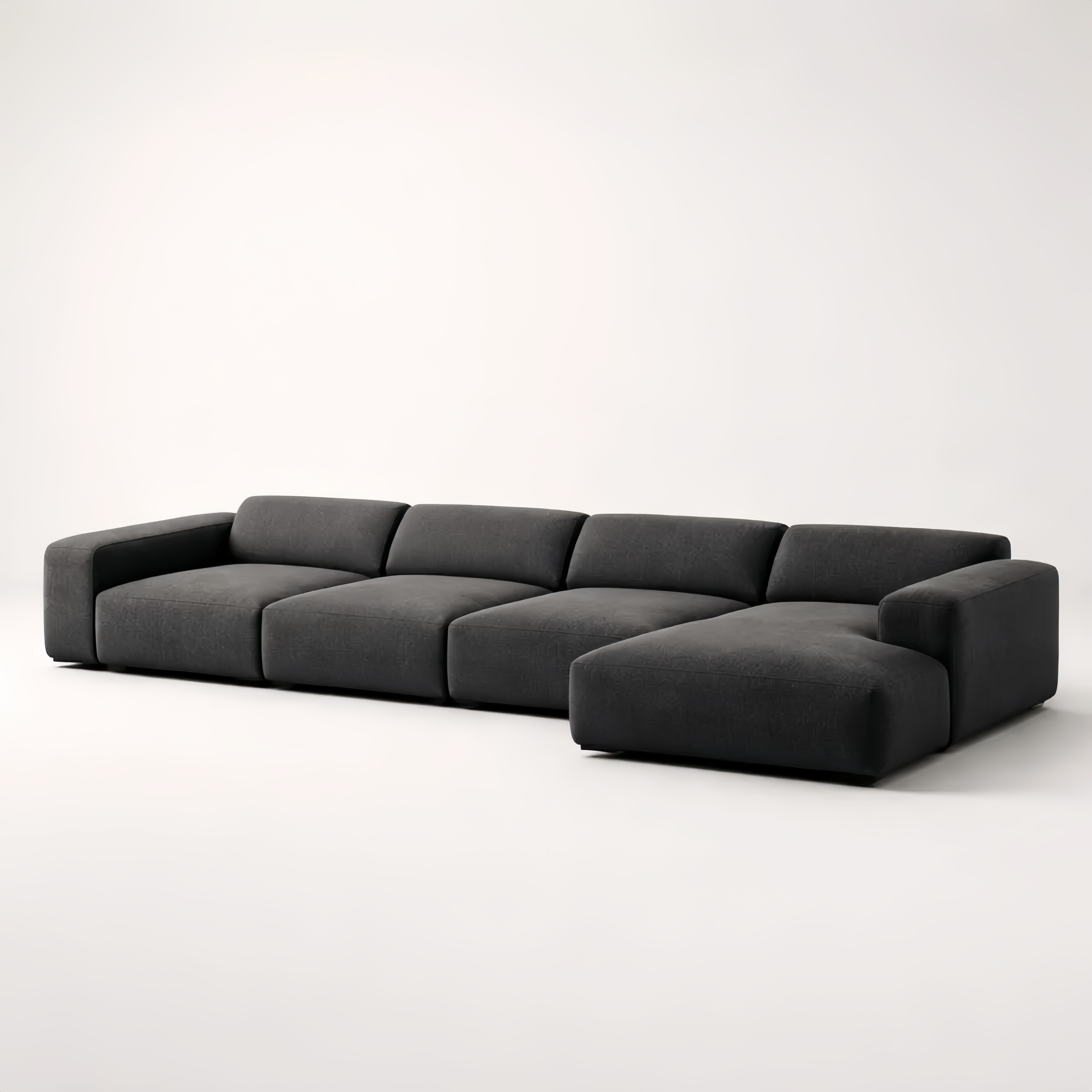 Charcoal Gray L-Shaped Sectional Sofa Polyester 350cm