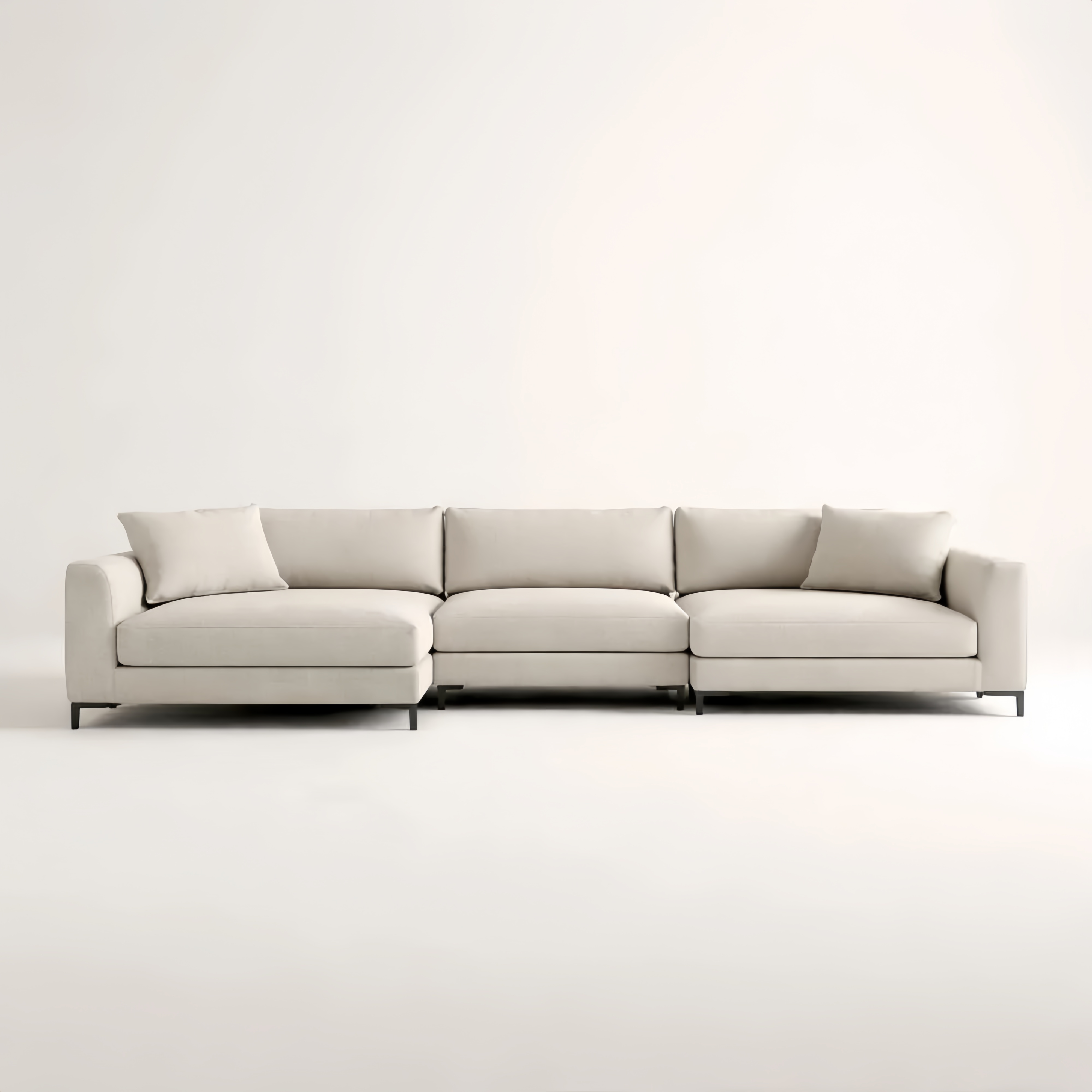Polyester Fabric L-Shape Sectional Sofa with Metal Legs