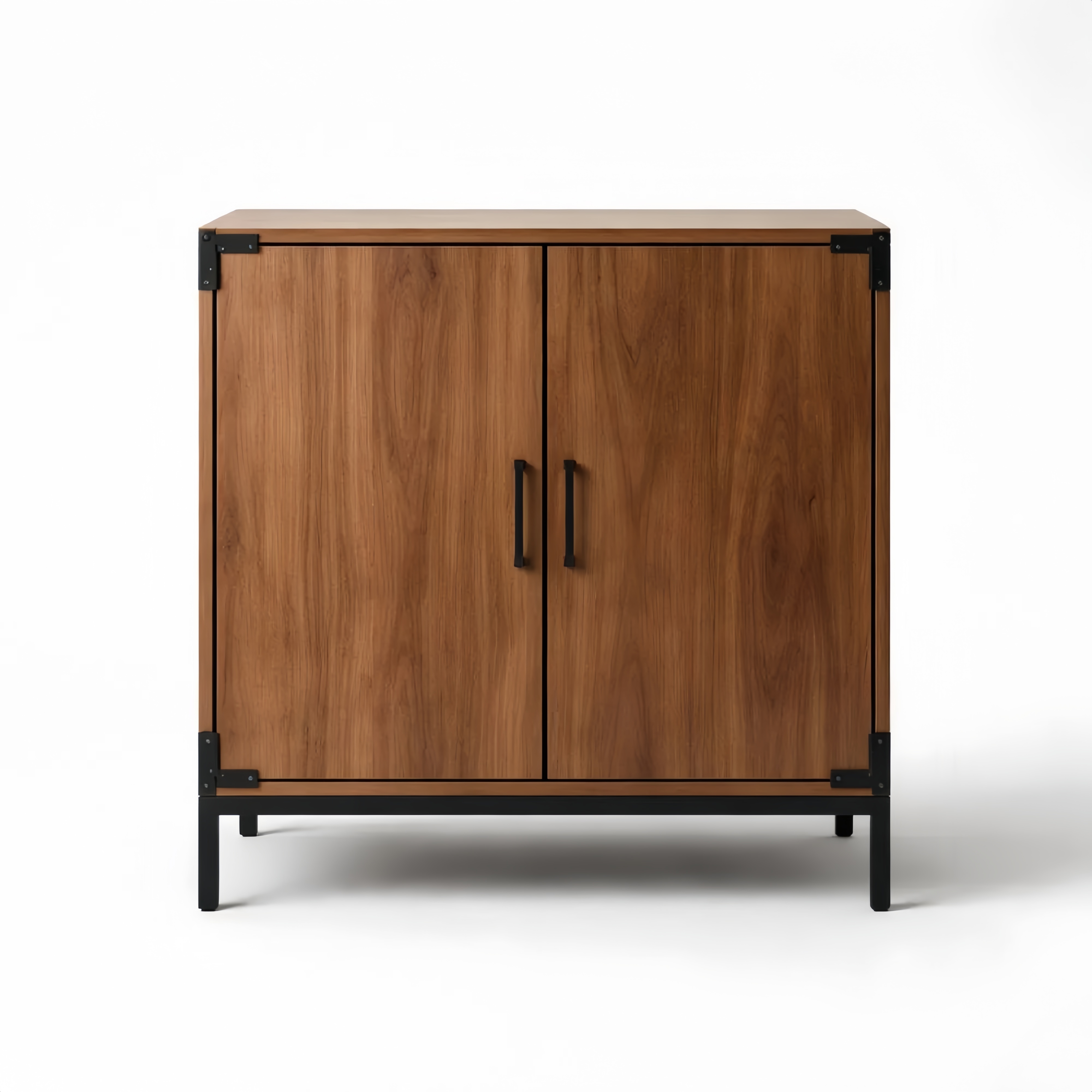 Wood Storage Cabinet with Metal Frame Brown 90x40x80cm