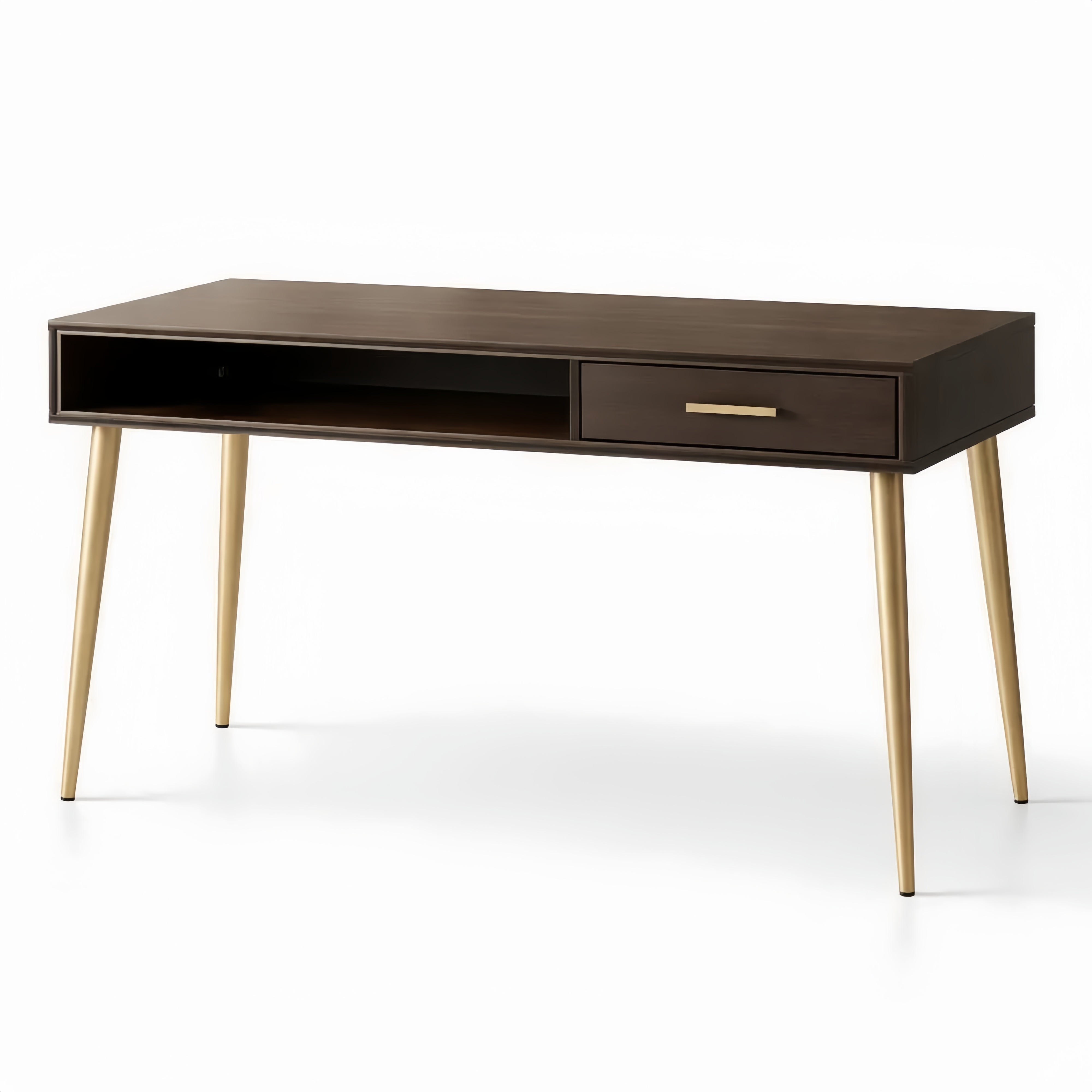 Walnut Wood Desk with Metal Legs 120cm x 60cm x 76cm Brown