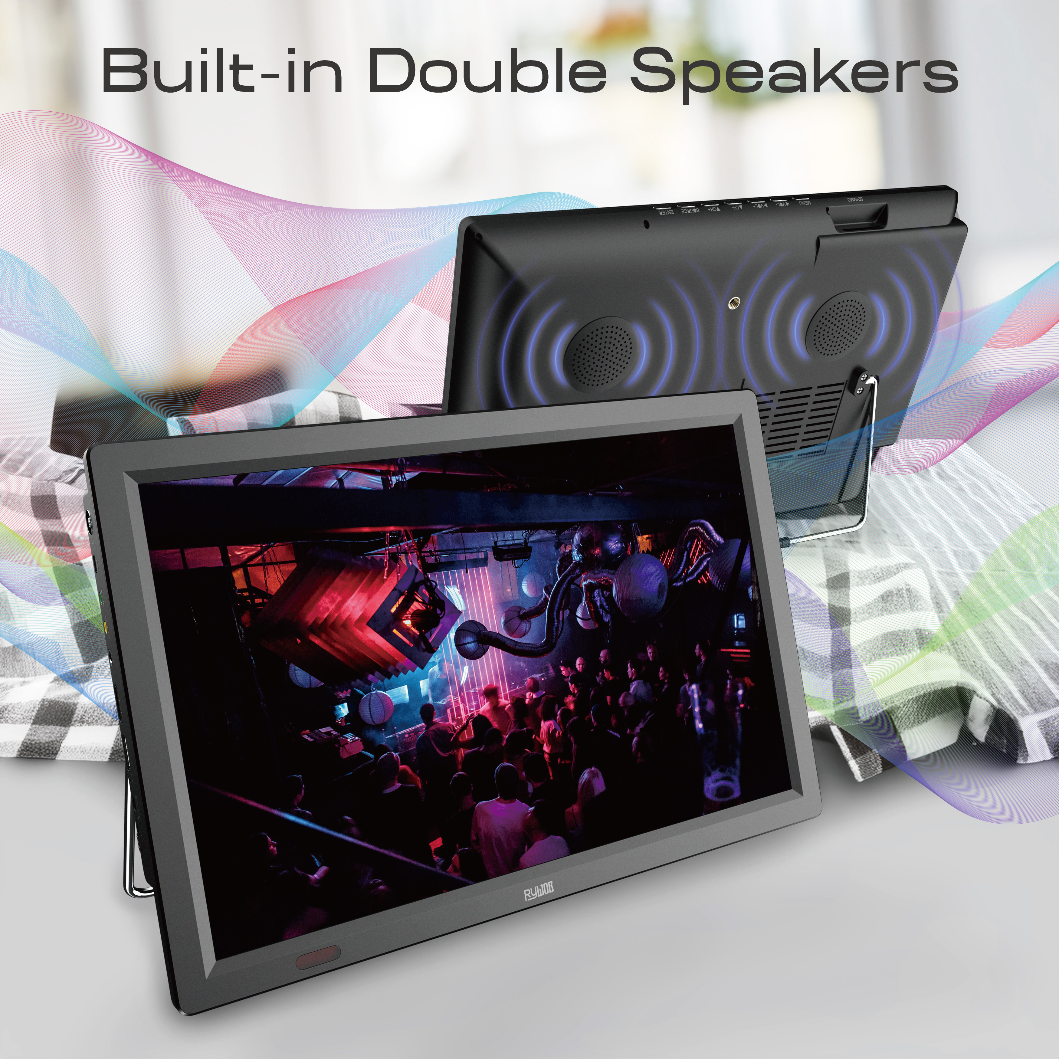 14inch Portable TV,Small Television with Digital ATSC Tuner and Antenna,HDMI/USB/SD Card,12 Volt Charger Cable for Camping,Car