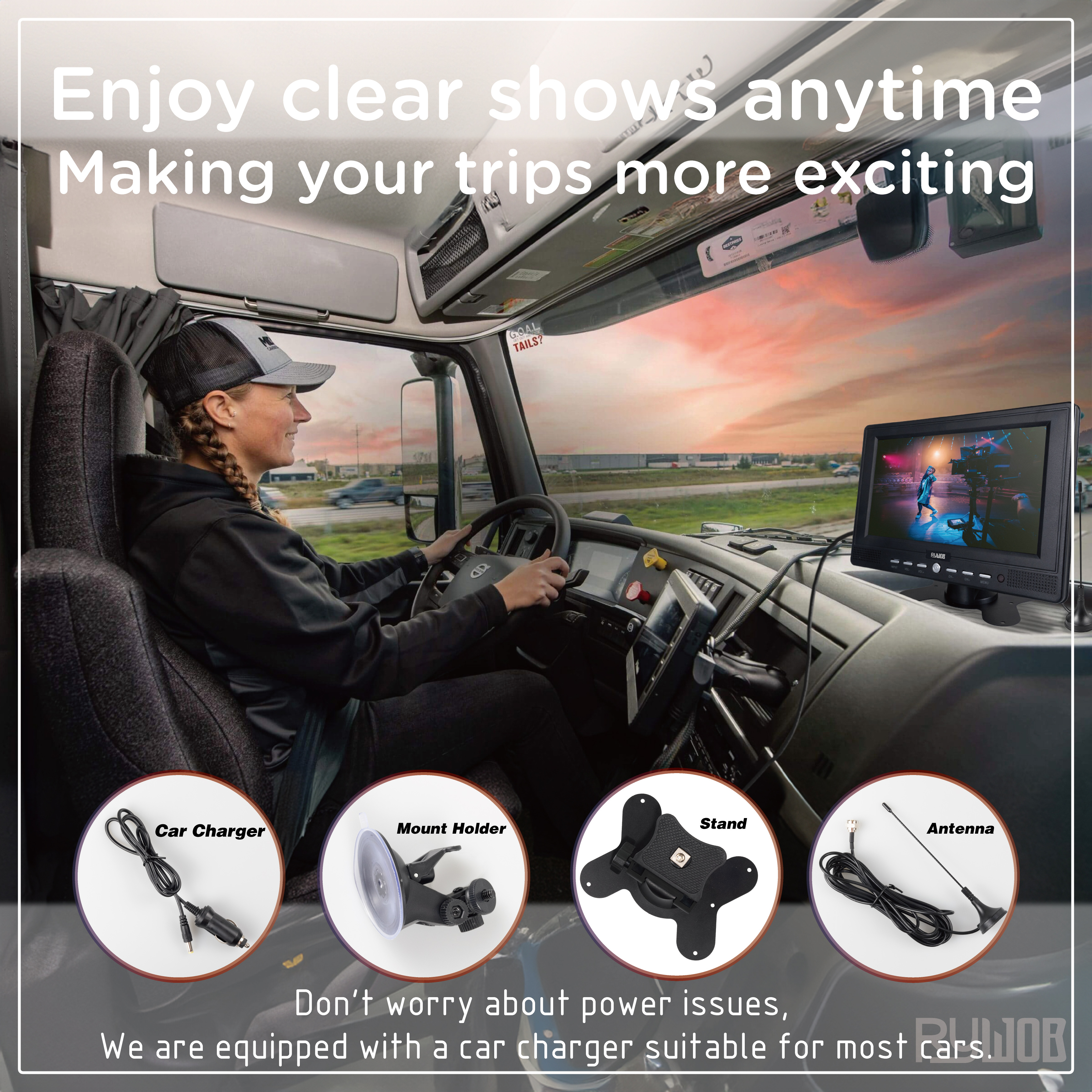7” Small Portable TV with Antenna,Built-in Digital Tuner and Rechargeable Battery,Small Television with Control for Camping,Car,Travel,Kitchen