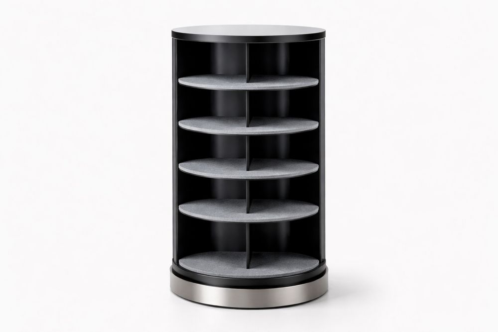 Round Steel Rotating Storage Shelf 5-Tier Silver/Black