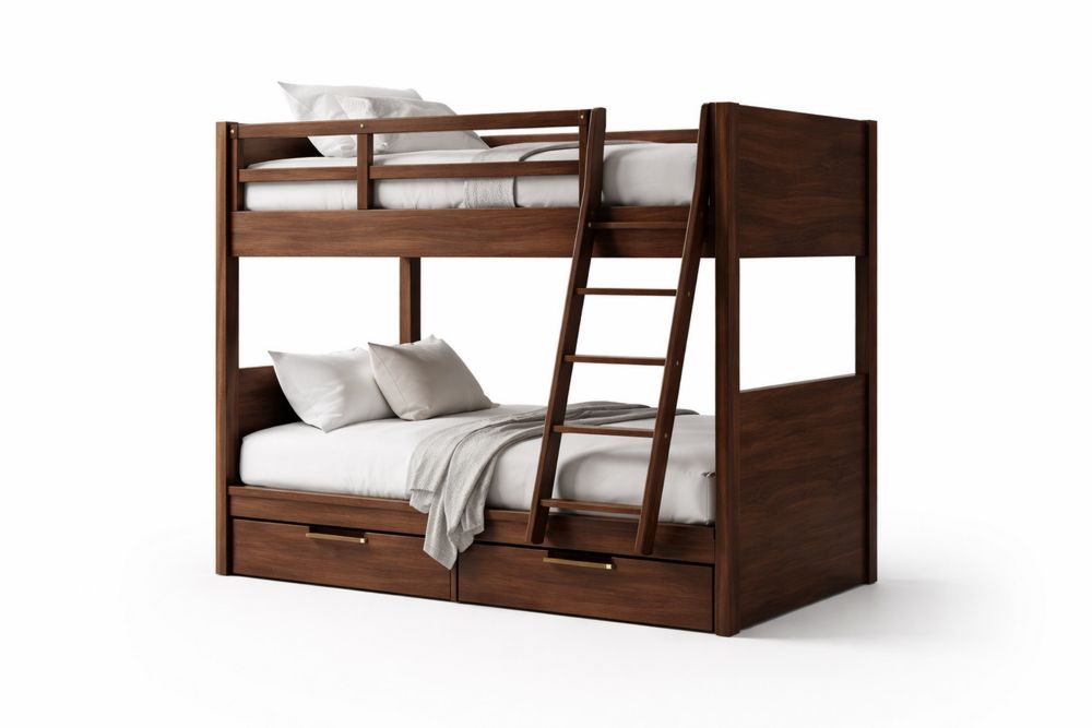 Bunk Bed Solid wood Structure with Ladder and Storage Drawers Brown 198cm x 100cm x 160cm