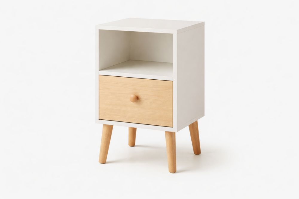 Engineered Wood Nightstand with Drawer and Open Shelf 40cm x 30cm x 60cm