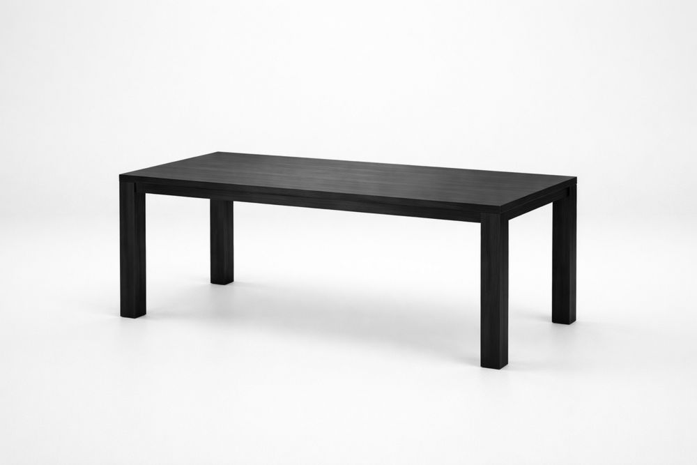 Rectangular Black Solid Oak Dining Table