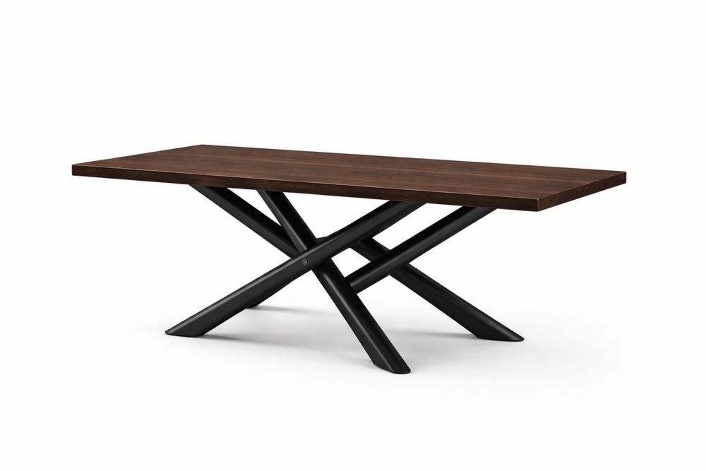 Rectangular solid oak wood Dining Table with Black Steel Legs 180x90x75 cm