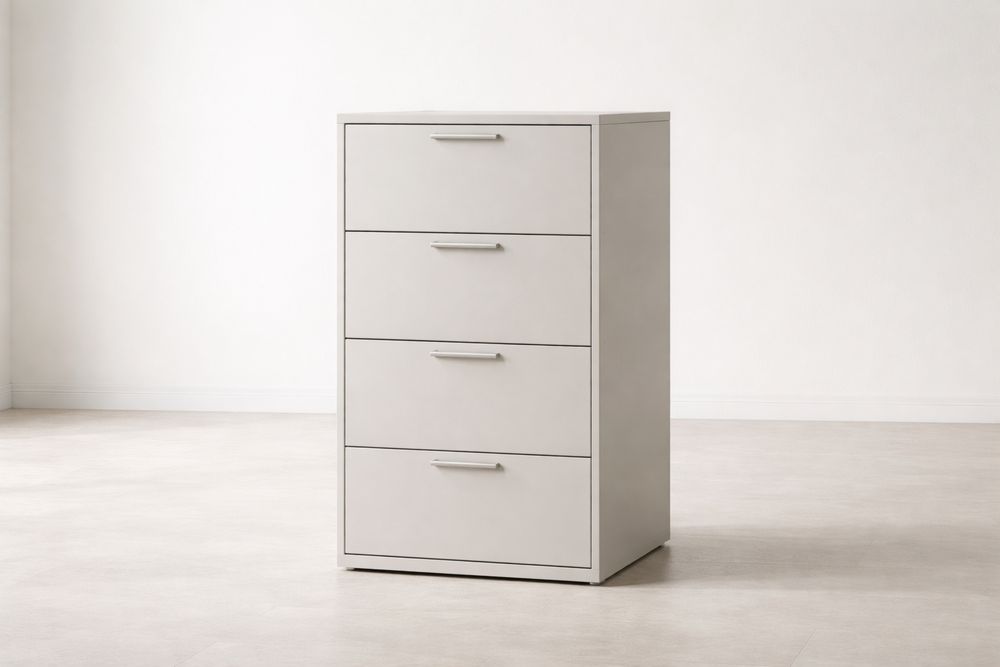 White 4 Drawer Vertical Storage Cabinet MDF 80cm x 40cm x 35cm