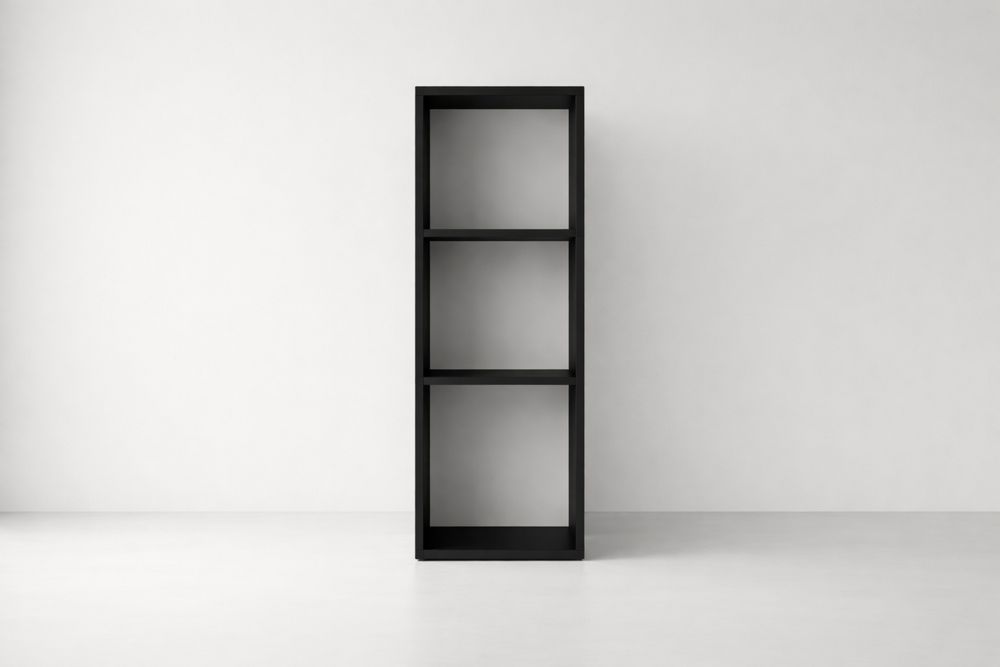 Three-Shelf Vertical Bookcase Rectangular MDF 60cm x 30cm x 120cm Black