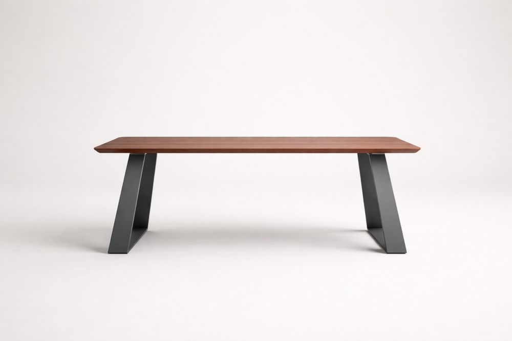 Rectangular Walnut Wood Office Table with Steel Legs 200x90x75 cm Brown/Black