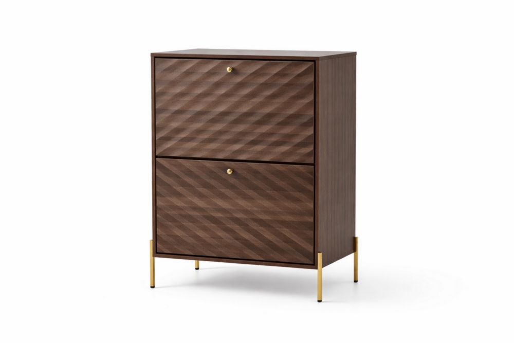 Wooden Shoe Cabinet with Brass Legs 2-Tier Storage Organizer