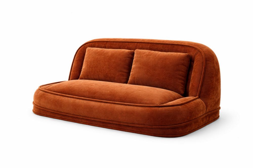 Brown Corduroy Upholstered Sofa with Cushions