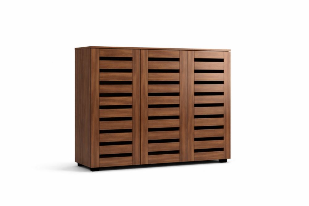 Walnut Wood Three-Door Cabinet torage Cabinets