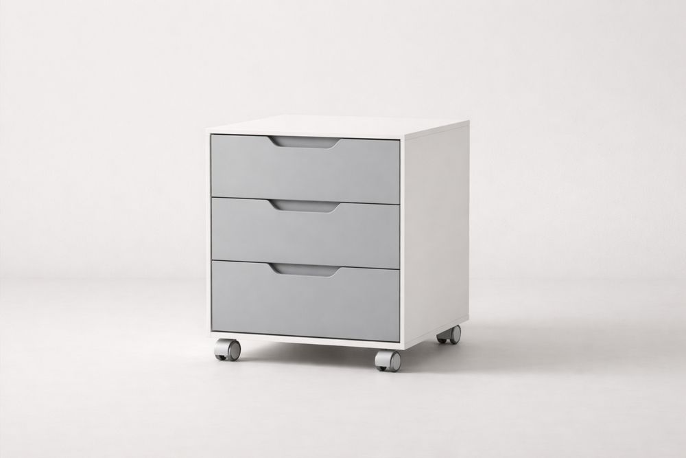 MDF Mobile Three-Drawer Storage Cabinet with Casters 60cm x 40cm x 40cm